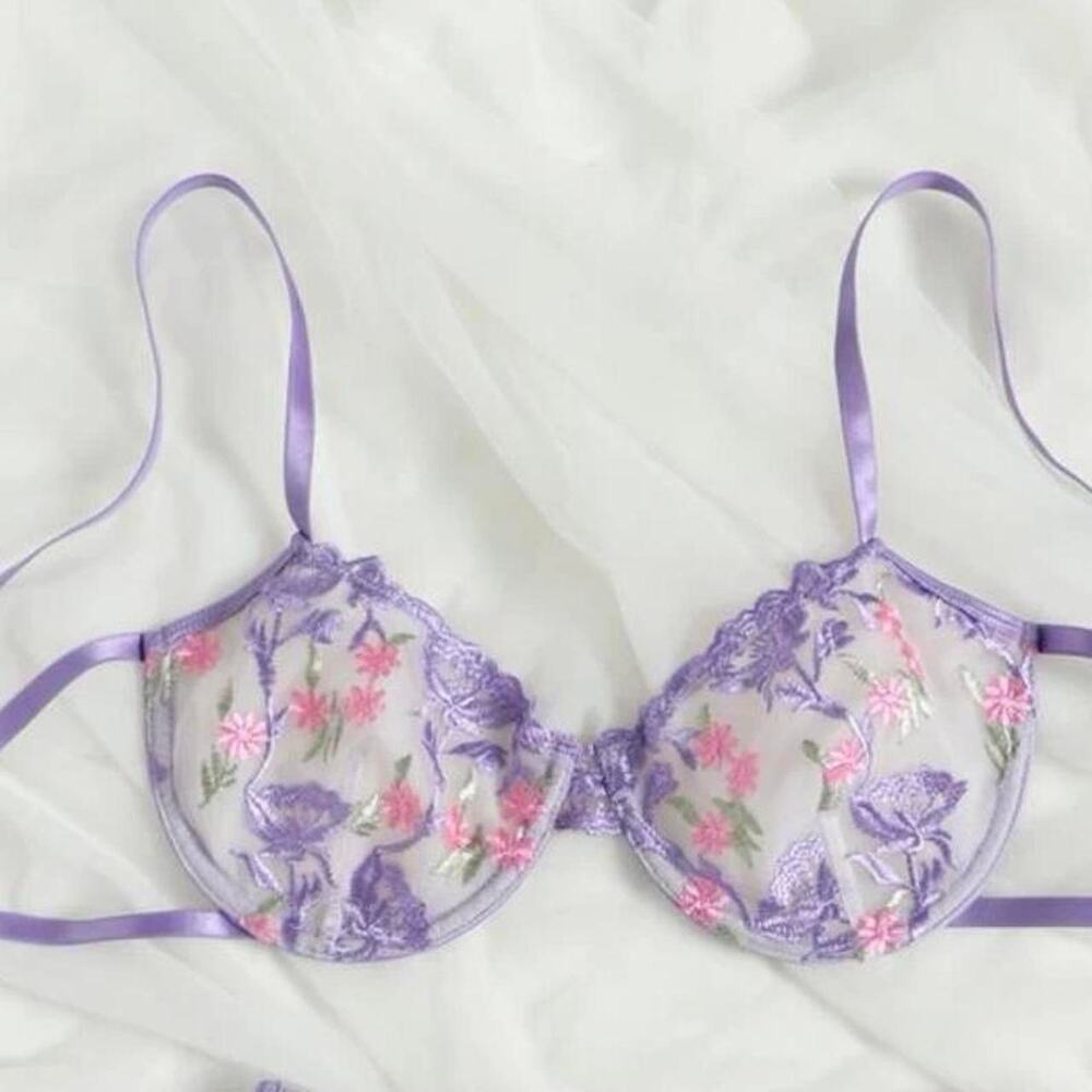 Floral See Through Bra Size Small